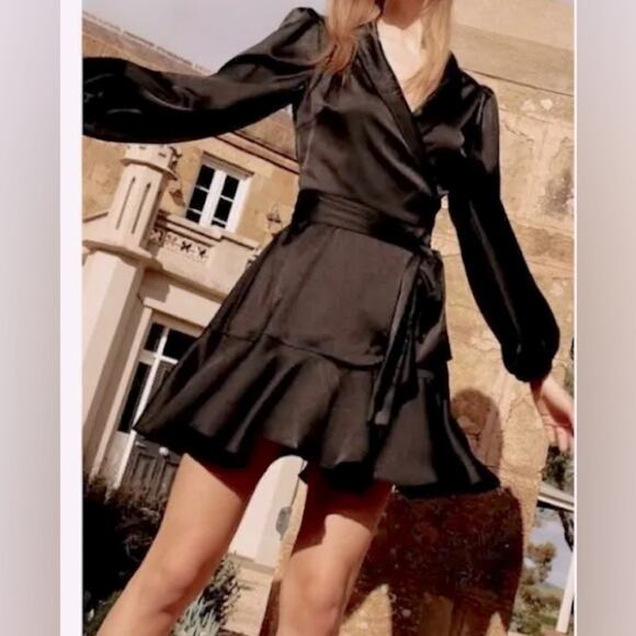 NWT $260 KEEPSAKE the label AUSTRALIA Kennedy satin wrap ruffle dress US… - Picture 2 of 9